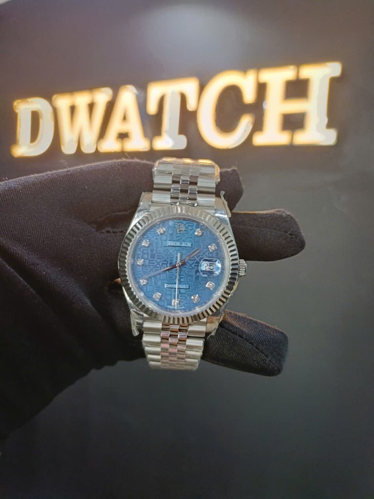 Đồng Hồ Rolex DateJust Super Fake 11 Mặt Vi Tính Xanh Siêu Lướt Nhà Máy EW 41mm