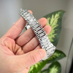 Đồng Hồ Rolex Day-Date Chế Tác Mặt Thiên Thạch Độ Cọc Số + Dây Đeo Moissanite 40mm (2)