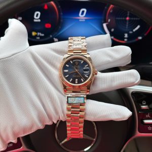 Đồng Hồ Rolex Day-Date Mặt Xanh Lục Lam Chế Tác Bọc Vàng Hồng Nhà Máy QF 40mm (2)