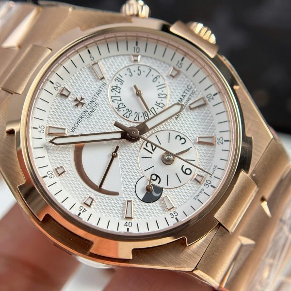 Đồng Hồ Vacheron Constantin Overseas Dual Time 47450 Chế Tác Mạ Vàng Hồng Mặt Trắng 9F 42mm (2)