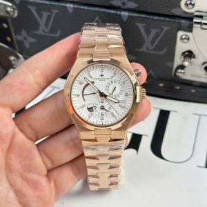 Đồng Hồ Vacheron Constantin Overseas Dual Time 47450 Chế Tác Mạ Vàng Hồng Mặt Trắng 9F 42mm (2)