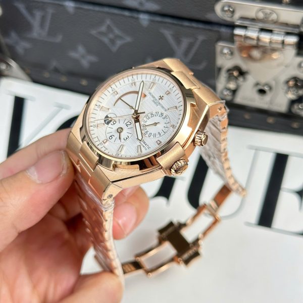 Đồng Hồ Vacheron Constantin Overseas Dual Time 47450 Chế Tác Mạ Vàng Hồng Mặt Trắng 9F 42mm (2)