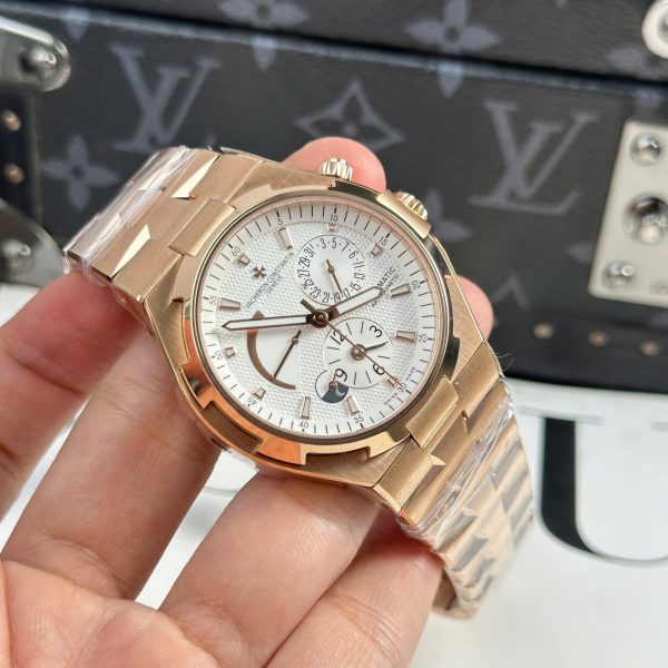 Đồng Hồ Vacheron Constantin Overseas Dual Time 47450 Chế Tác Mạ Vàng Hồng Mặt Trắng 9F 42mm (2)