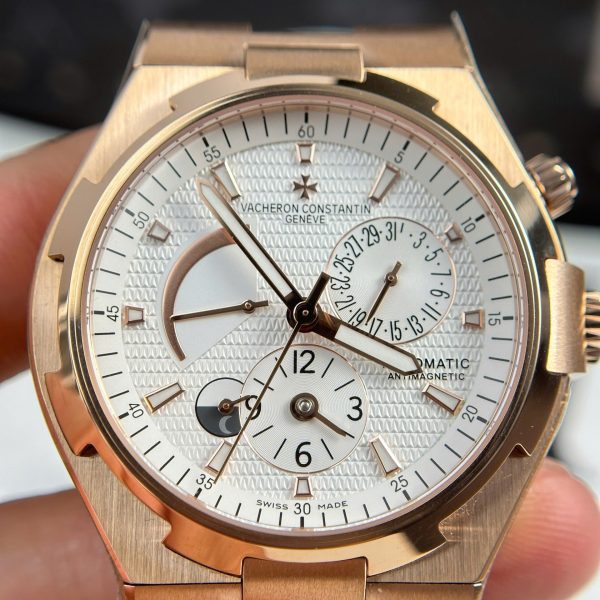 Đồng Hồ Vacheron Constantin Overseas Dual Time 47450 Chế Tác Mạ Vàng Hồng Mặt Trắng 9F 42mm (2)