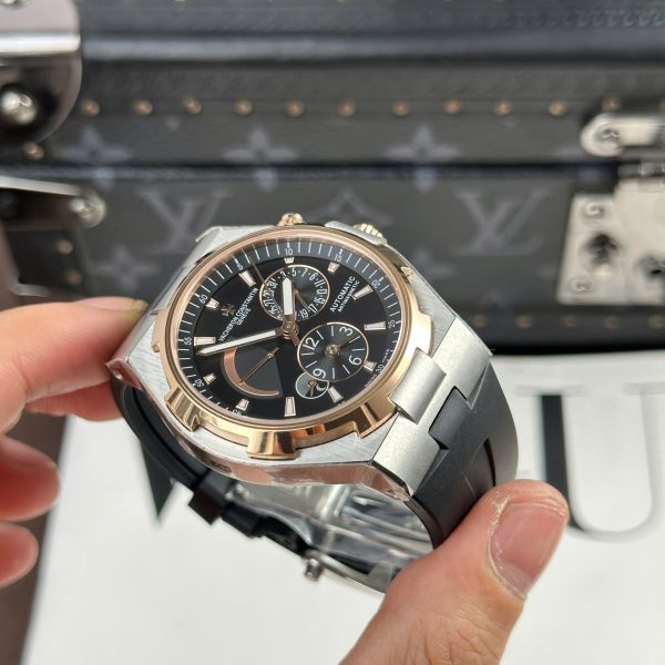 Đồng Hồ Vacheron Constantin Overseas Dual Time 47450 Rep 11 Mặt Đen Dây Cao Su 9F 42mm (1)