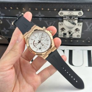 Đồng Hồ Vacheron Constantin Rep 11 Overseas Dual Time 47450 Mặt Trắng Dây Cao Su 9F 42mm (2)