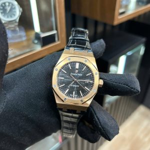 Đồng Hồ Audemars Piguet Lướt Royal Oak 15400 Rep 11 Mạ Vàng Hồng Mặt Đen 41mm (2)