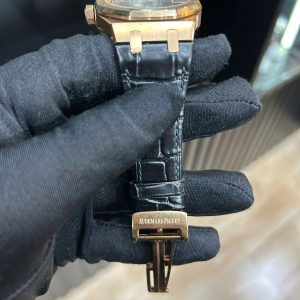 Đồng Hồ Audemars Piguet Lướt Royal Oak 15400 Rep 11 Mạ Vàng Hồng Mặt Đen 41mm (2)