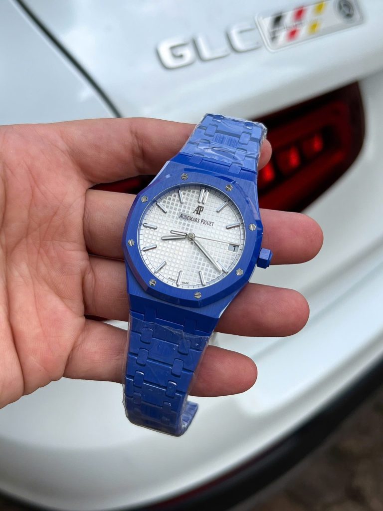 Đồng Hồ Audemars Piguet Replica 11 Royal Oak 15500 Gốm Xanh Mặt Trắng Xưởng APS 41mm (2)