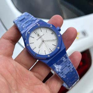 Đồng Hồ Audemars Piguet Replica 11 Royal Oak 15500 Gốm Xanh Mặt Trắng Xưởng APS 41mm (2)
