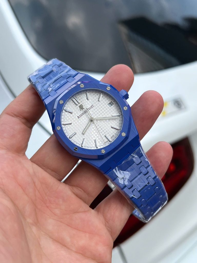 Đồng Hồ Audemars Piguet Replica 11 Royal Oak 15500 Gốm Xanh Mặt Trắng Xưởng APS 41mm (2)