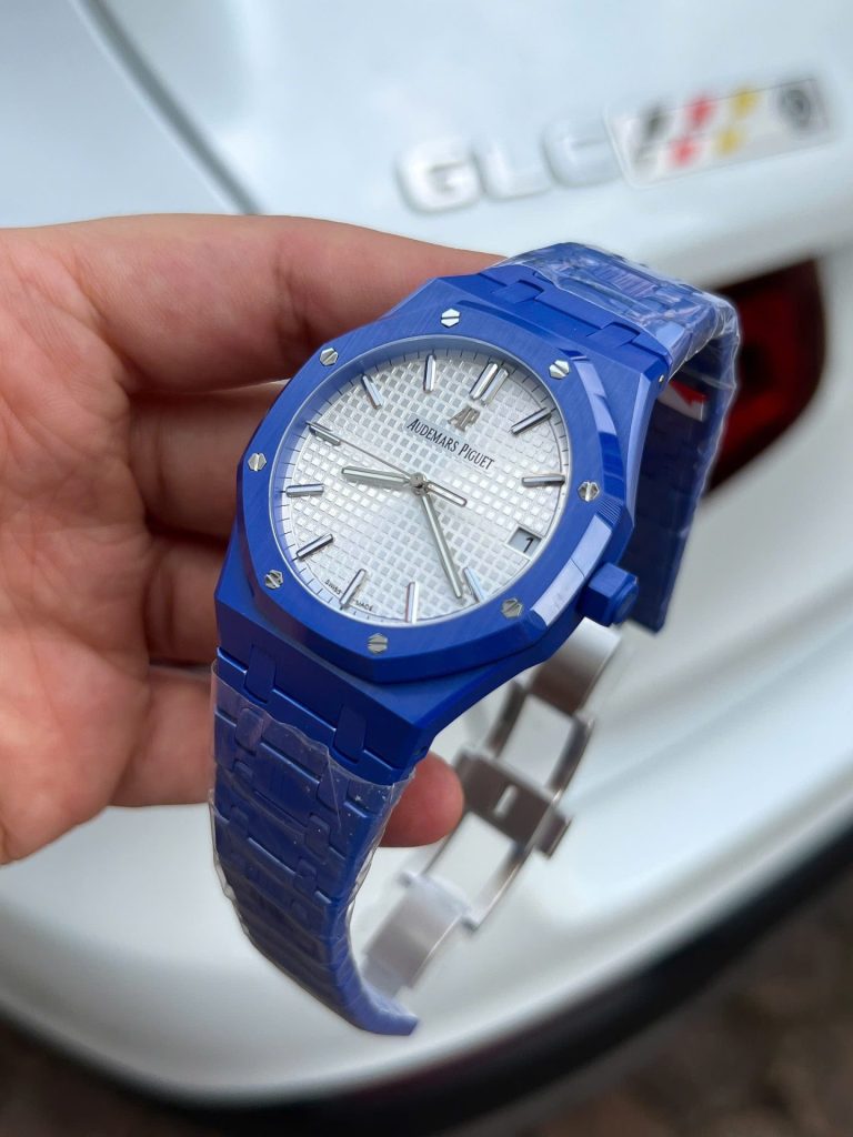 Đồng Hồ Audemars Piguet Replica 11 Royal Oak 15500 Gốm Xanh Mặt Trắng Xưởng APS 41mm (2)