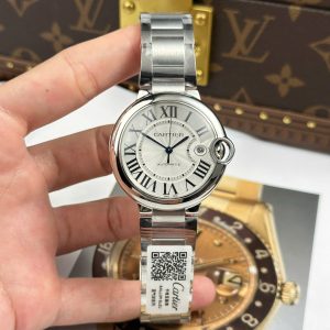 Đồng Hồ Cartier Ballon Bleu Fake Cao Cấp Mặt Trắng Dây Kim Loại Xưởng AF 40mm (6)