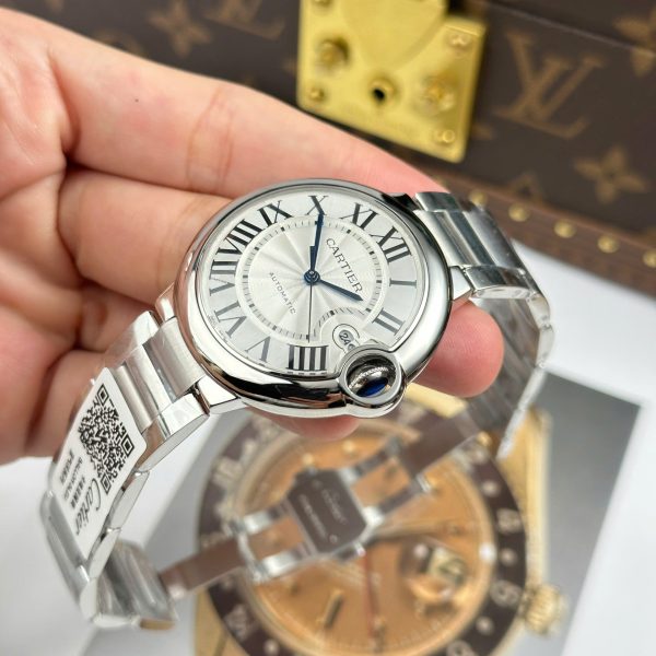 Đồng Hồ Cartier Ballon Bleu Fake Cao Cấp Mặt Trắng Dây Kim Loại Xưởng AF 40mm (6)