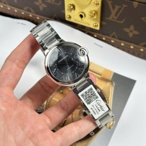 Đồng Hồ Cartier Ballon Bleu Fake Cao Cấp Mặt Xám Dây Kim Loại Xưởng AF 40mm (2)