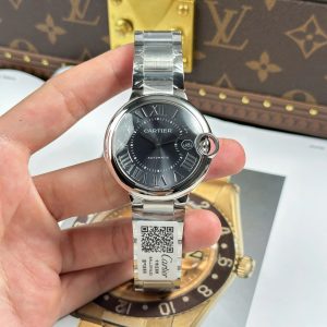 Đồng Hồ Cartier Ballon Bleu Fake Cao Cấp Mặt Xám Dây Kim Loại Xưởng AF 40mm (2)