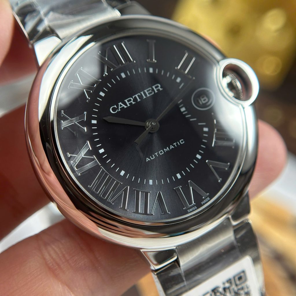 Đồng Hồ Cartier Ballon Bleu Fake Cao Cấp Mặt Xám Dây Kim Loại Xưởng AF 40mm (2)