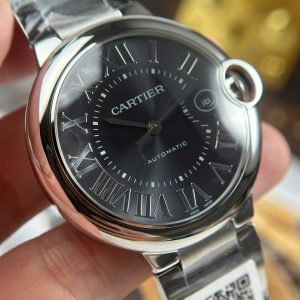 Đồng Hồ Cartier Ballon Bleu Fake Cao Cấp Mặt Xám Dây Kim Loại Xưởng AF 40mm (2)