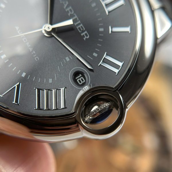 Đồng Hồ Cartier Ballon Bleu Fake Cao Cấp Mặt Xám Dây Kim Loại Xưởng AF 40mm (2)