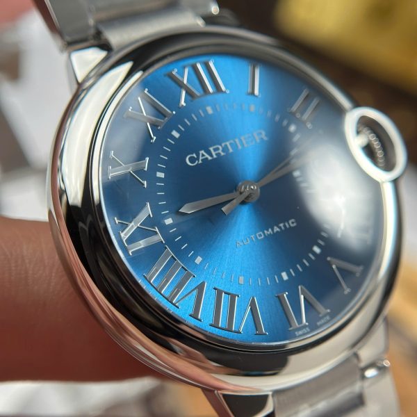 Đồng Hồ Cartier Ballon Bleu Rep Cao Cấp Mặt Xanh Blue Dây Kim Loại Xưởng AF 40mm (1)