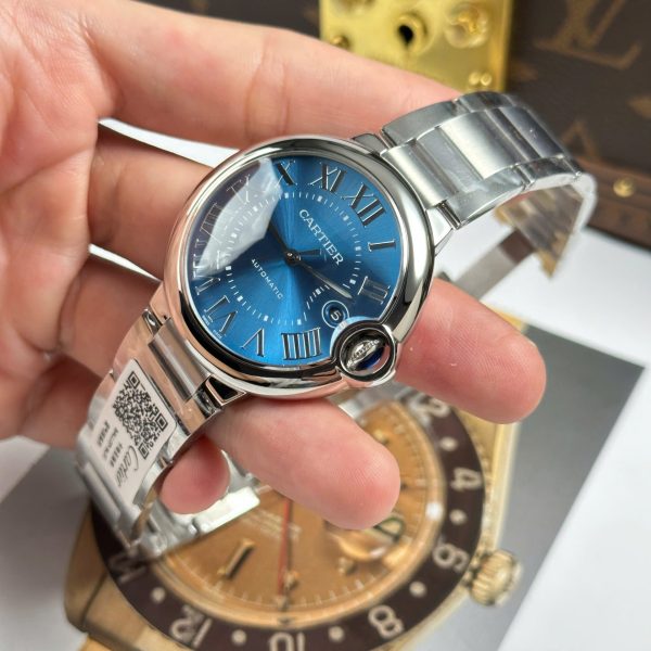Đồng Hồ Cartier Ballon Bleu Rep Cao Cấp Mặt Xanh Blue Dây Kim Loại Xưởng AF 40mm (1)