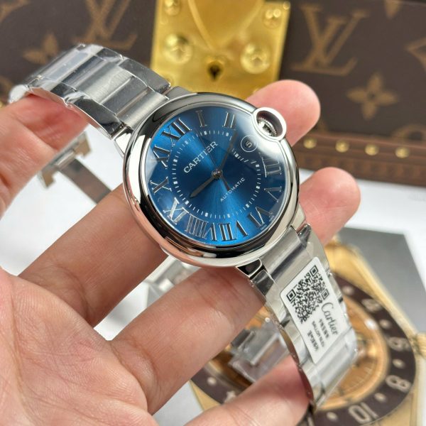 Đồng Hồ Cartier Ballon Bleu Rep Cao Cấp Mặt Xanh Blue Dây Kim Loại Xưởng AF 40mm (1)