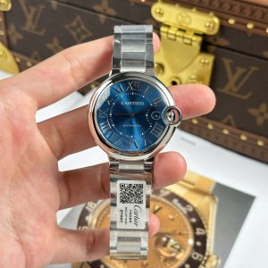 Đồng Hồ Cartier Ballon Bleu Rep Cao Cấp Mặt Xanh Blue Dây Kim Loại Xưởng AF 40mm (1)