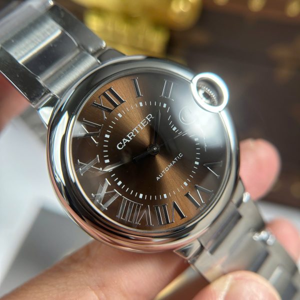 Đồng Hồ Cartier Ballon Bleu Replica Cao Cấp Mặt Nâu Dây Kim Loại Xưởng AF 40mm (2)