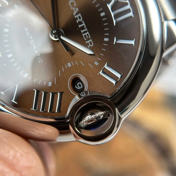 Đồng Hồ Cartier Ballon Bleu Replica Cao Cấp Mặt Nâu Dây Kim Loại Xưởng AF 40mm (2)