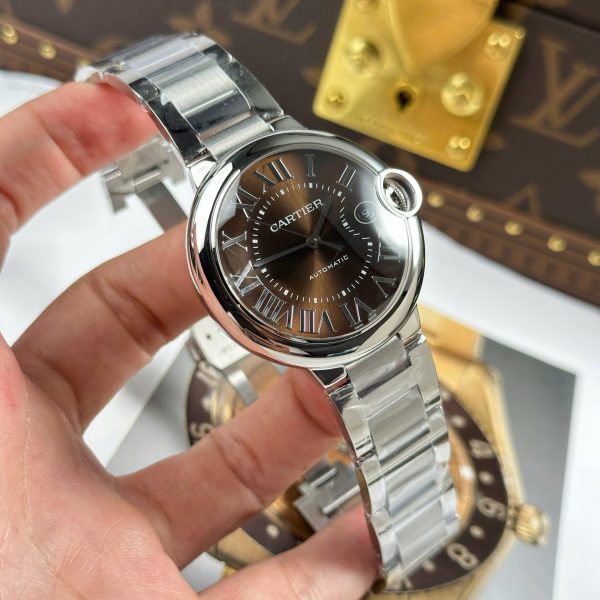 Đồng Hồ Cartier Ballon Bleu Replica Cao Cấp Mặt Nâu Dây Kim Loại Xưởng AF 40mm (2)