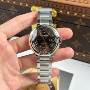 Đồng Hồ Cartier Ballon Bleu Replica Cao Cấp Mặt Nâu Dây Kim Loại Xưởng AF 40mm (2)