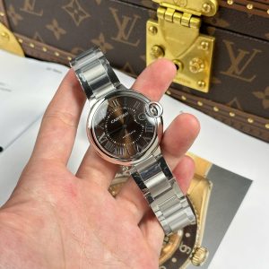 Đồng Hồ Cartier Ballon Bleu Replica Cao Cấp Mặt Nâu Dây Kim Loại Xưởng AF 40mm (2)