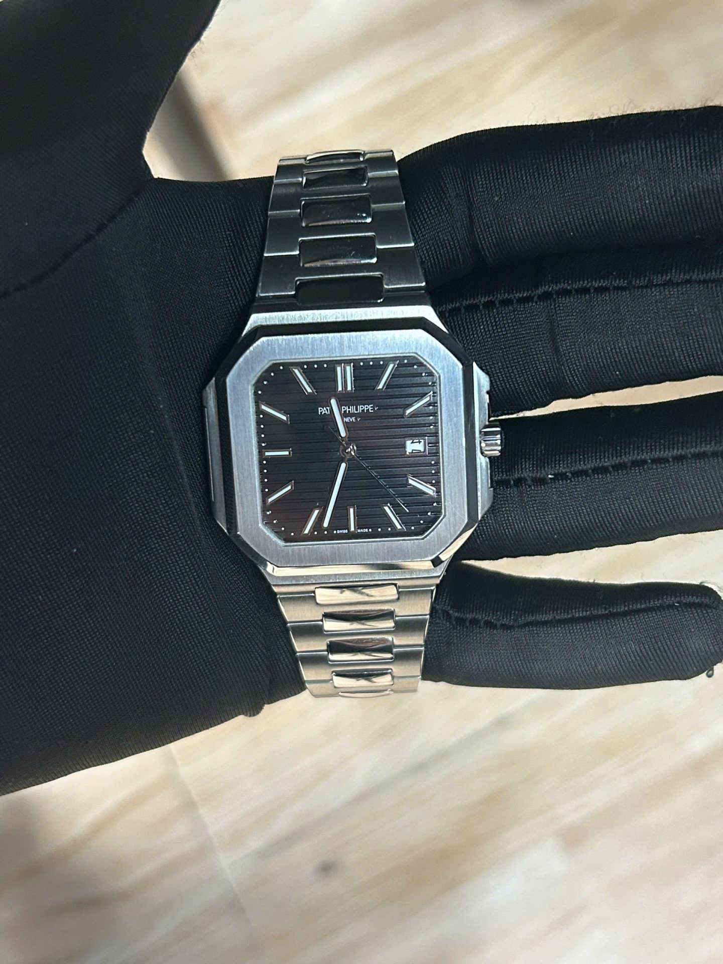 Đồng Hồ Cũ Patek Philippe Cubitus 5821 Mặt Đen Replica Nhà Máy TW 45mm (2)