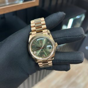 Đồng Hồ Cũ Rolex Day-Date Mạ Vàng Hồng Mặt Xanh Lá Cây Replica Cao Cấp 40mm (2)