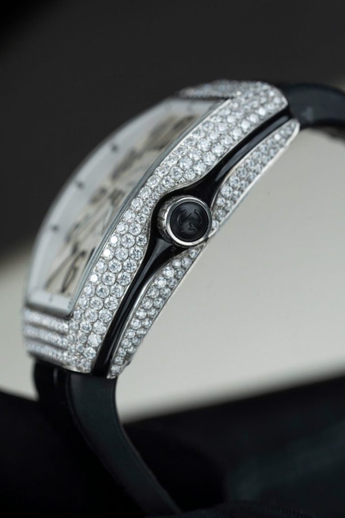 Đồng Hồ Franck Muller Rep Cao Cấp Vanguard V32 Mặt Trắng Vỏ Đính Kim Cương Moissanite 36mm (2)