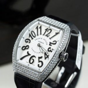 Đồng Hồ Franck Muller Rep Cao Cấp Vanguard V32 Mặt Trắng Vỏ Đính Kim Cương Moissanite 36mm (2)