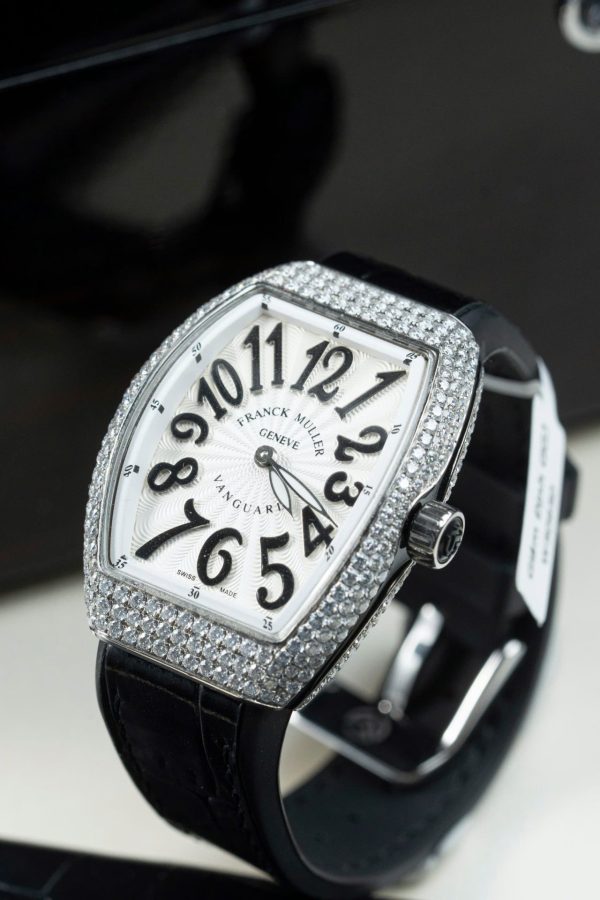 Đồng Hồ Franck Muller Rep Cao Cấp Vanguard V32 Mặt Trắng Vỏ Đính Kim Cương Moissanite 36mm (2)