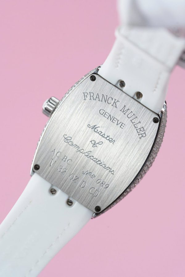Đồng Hồ Franck Muller Vanguard V32 Màu Trắng Replica 11 Vỏ Đính Kim Cương Moissanite 36mm (2)