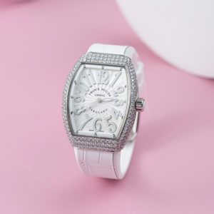 Đồng Hồ Franck Muller Vanguard V32 Màu Trắng Replica 11 Vỏ Đính Kim Cương Moissanite 36mm (2)