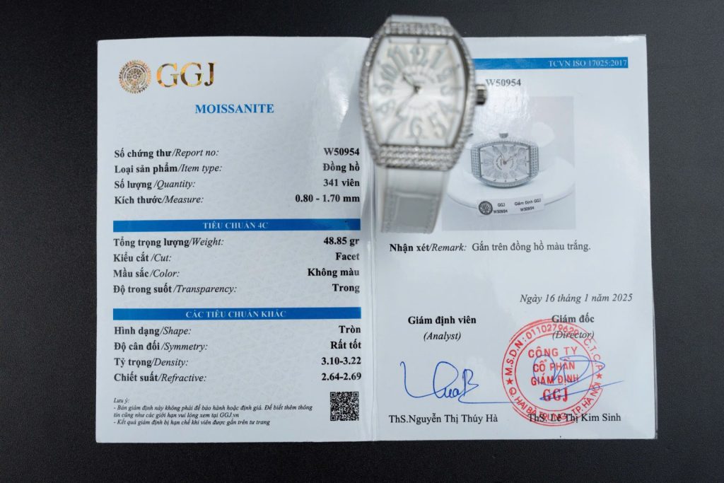 Đồng Hồ Franck Muller Vanguard V32 Màu Trắng Replica 11 Vỏ Đính Kim Cương Moissanite 36mm (2)