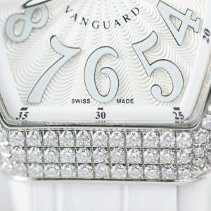 Đồng Hồ Franck Muller Vanguard V32 Màu Trắng Replica 11 Vỏ Đính Kim Cương Moissanite 36mm (2)