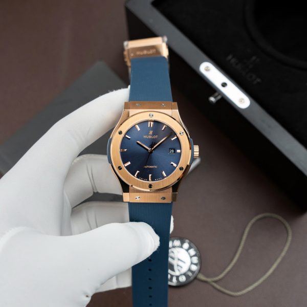 Đồng Hồ Hublot Classic Fusion King Gold Chế Tác Màu Xanh Blue Máy SW300 Thuỵ Sỹ 42mm (2)