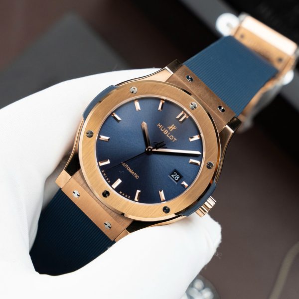 Đồng Hồ Hublot Classic Fusion King Gold Chế Tác Màu Xanh Blue Máy SW300 Thuỵ Sỹ 42mm (2)