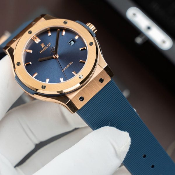 Đồng Hồ Hublot Classic Fusion King Gold Chế Tác Màu Xanh Blue Máy SW300 Thuỵ Sỹ 42mm (2)