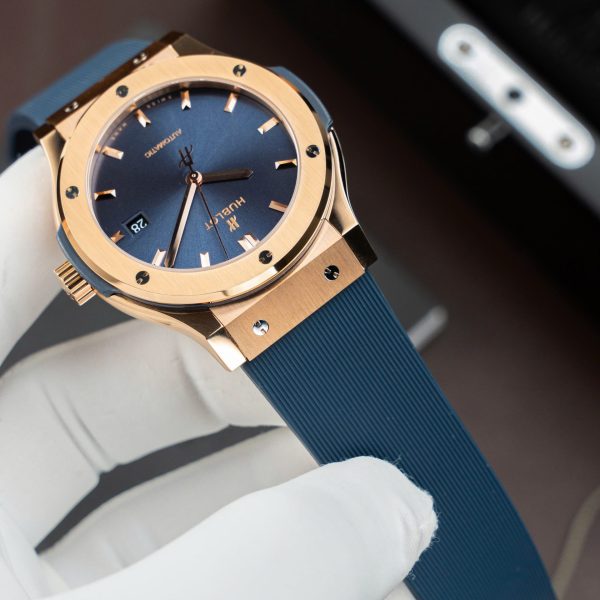 Đồng Hồ Hublot Classic Fusion King Gold Chế Tác Màu Xanh Blue Máy SW300 Thuỵ Sỹ 42mm (2)