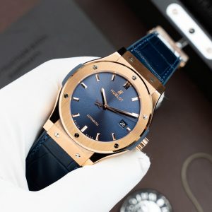 Đồng Hồ Hublot Classic Fusion King Gold Rep 11 Màu Xanh Dương Máy SW300 Dây Da Cá Sấu 42mm (2)
