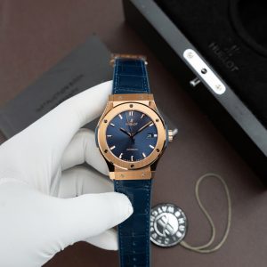 Đồng Hồ Hublot Classic Fusion King Gold Rep 11 Màu Xanh Dương Máy SW300 Dây Da Cá Sấu 42mm (2)