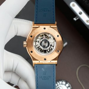 Đồng Hồ Hublot Classic Fusion King Gold Rep 11 Màu Xanh Dương Máy SW300 Dây Da Cá Sấu 42mm (2)