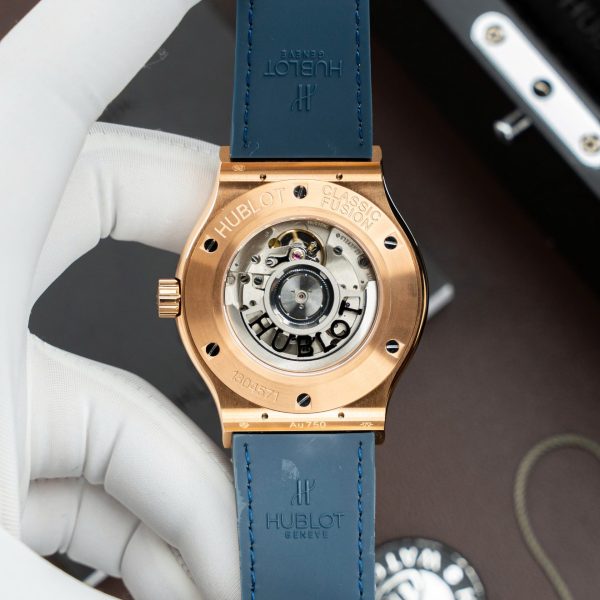 Đồng Hồ Hublot Classic Fusion King Gold Rep 11 Màu Xanh Dương Máy SW300 Dây Da Cá Sấu 42mm (2)