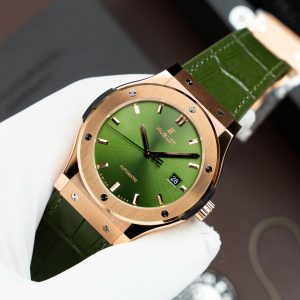 Đồng Hồ Hublot Classic Fusion King Gold Replica 11 Màu Xanh Lá Cây Máy SW300 Dây Da Cá Sấu 42mm (2)